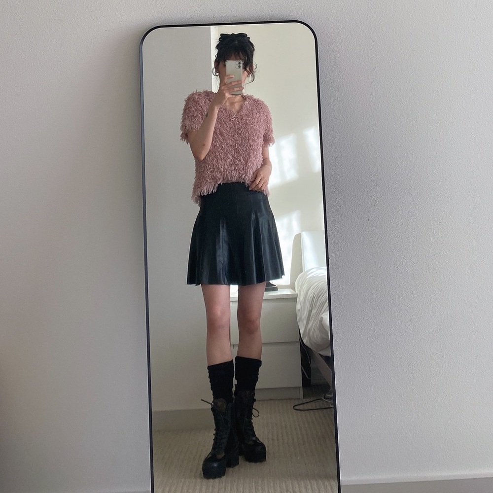 Zara faux leather mini skirt black